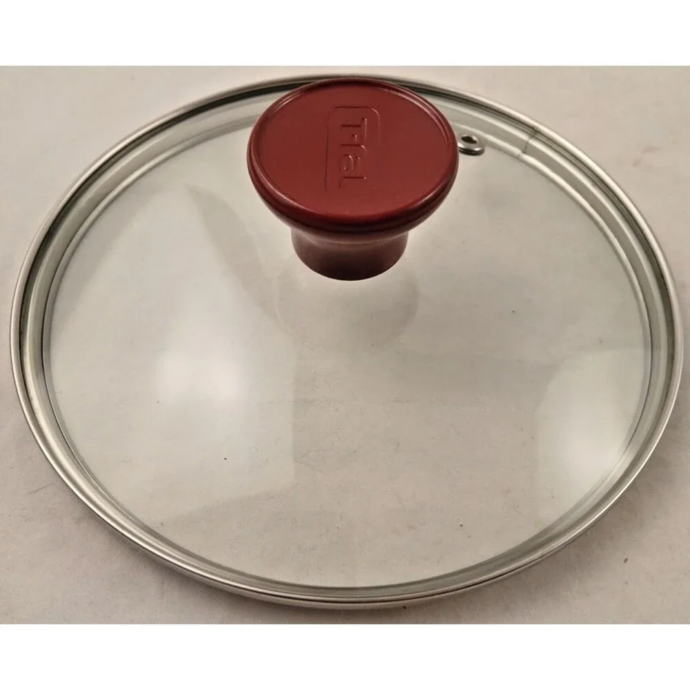 T-Fal Red Knob Glass Vented Replacement Lid Only-Inner Appx 6 3/4, Outer Appx 7